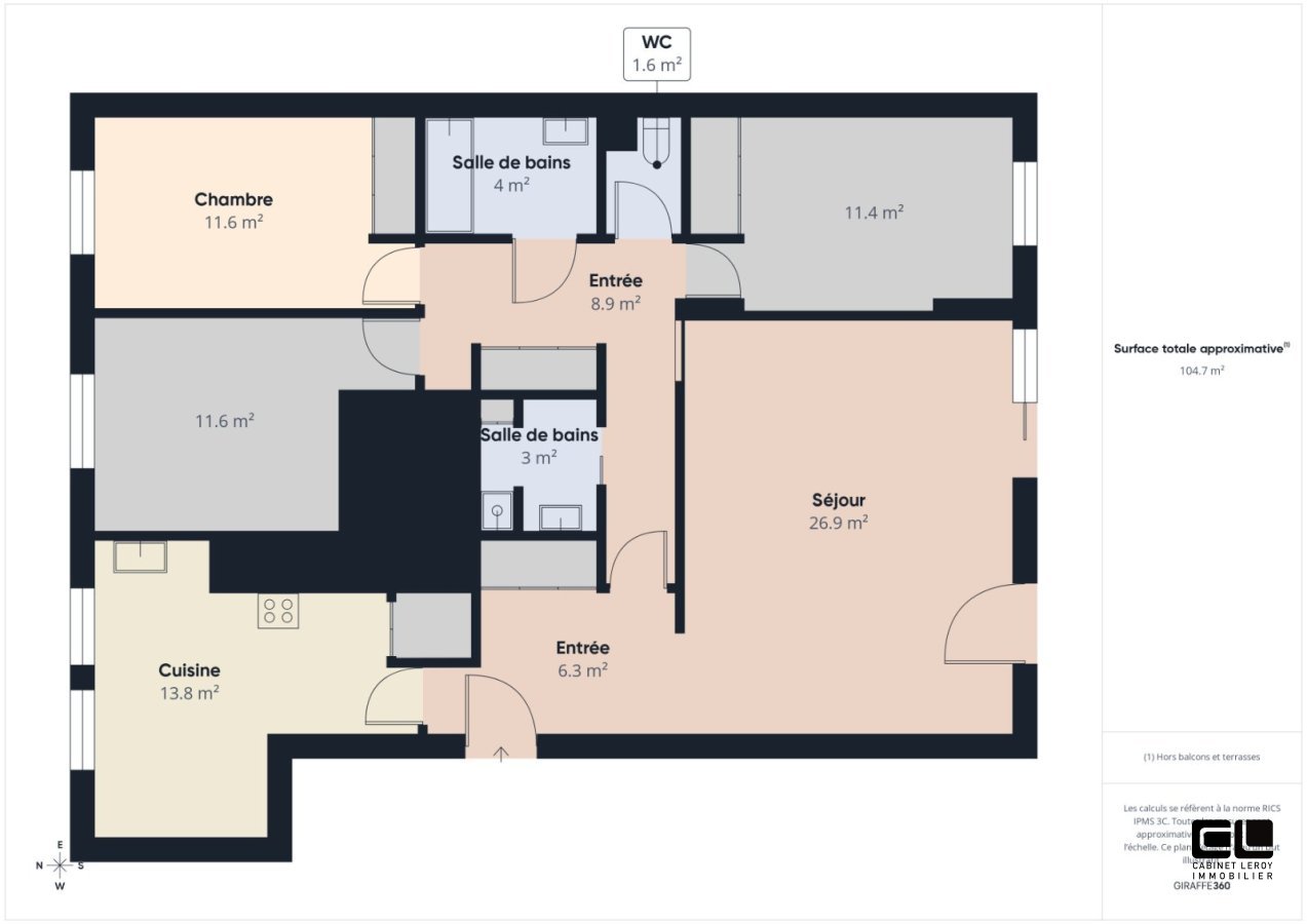 Type 4 traversant. A VENDRE - LYON 4EME ARRONDISSEMENT Plateau. Au pied du Métro Hénon - 110 m2 - 585 000 &euro;